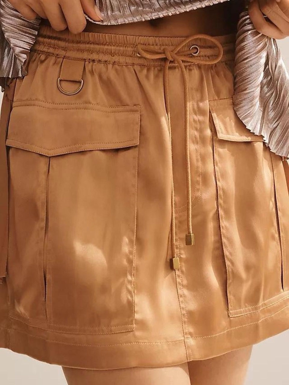 Love the Label Satin Cargo Mini Skirt XS
